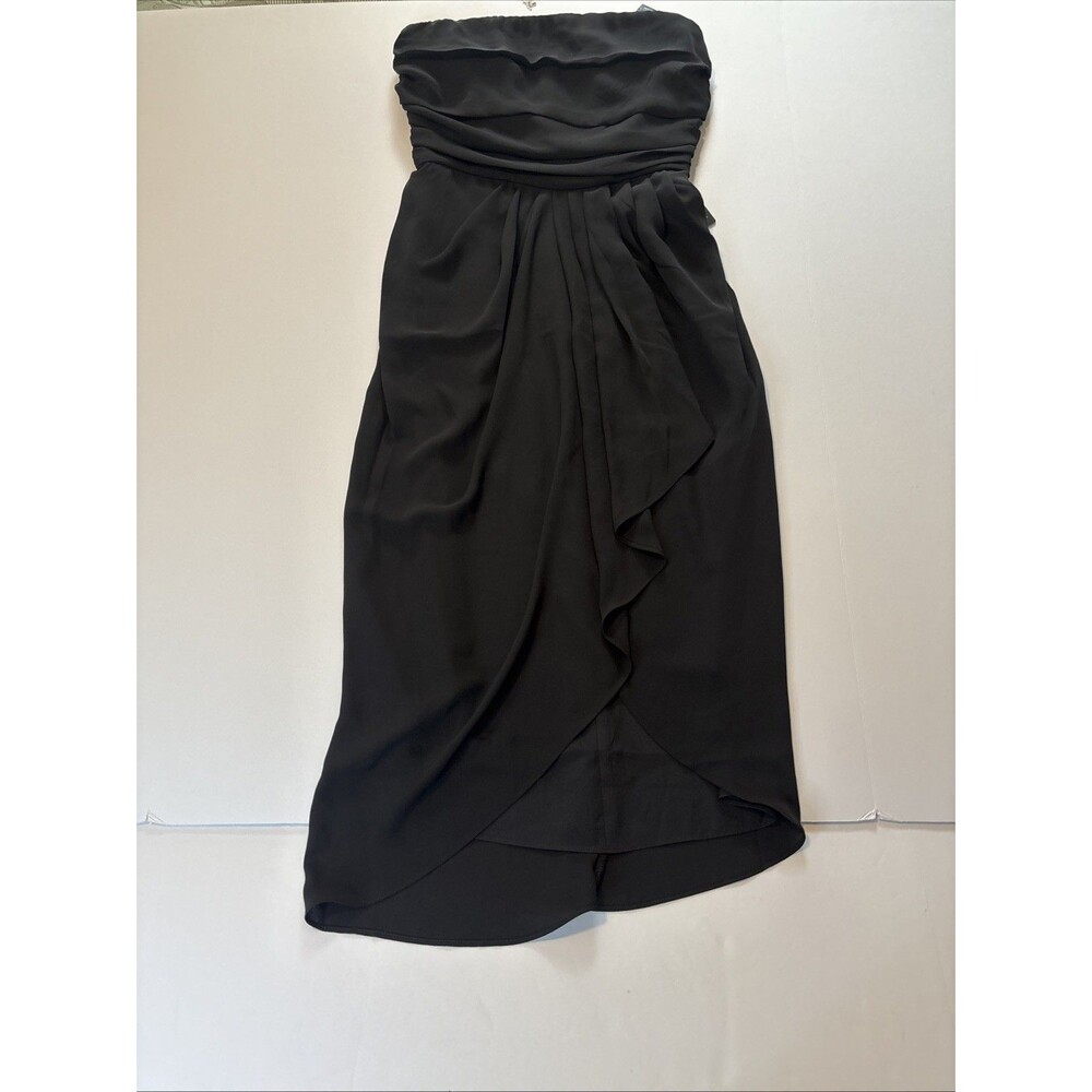 Express Strapless Draped Ruched Midi Sheath Dress Black Women's Size 0